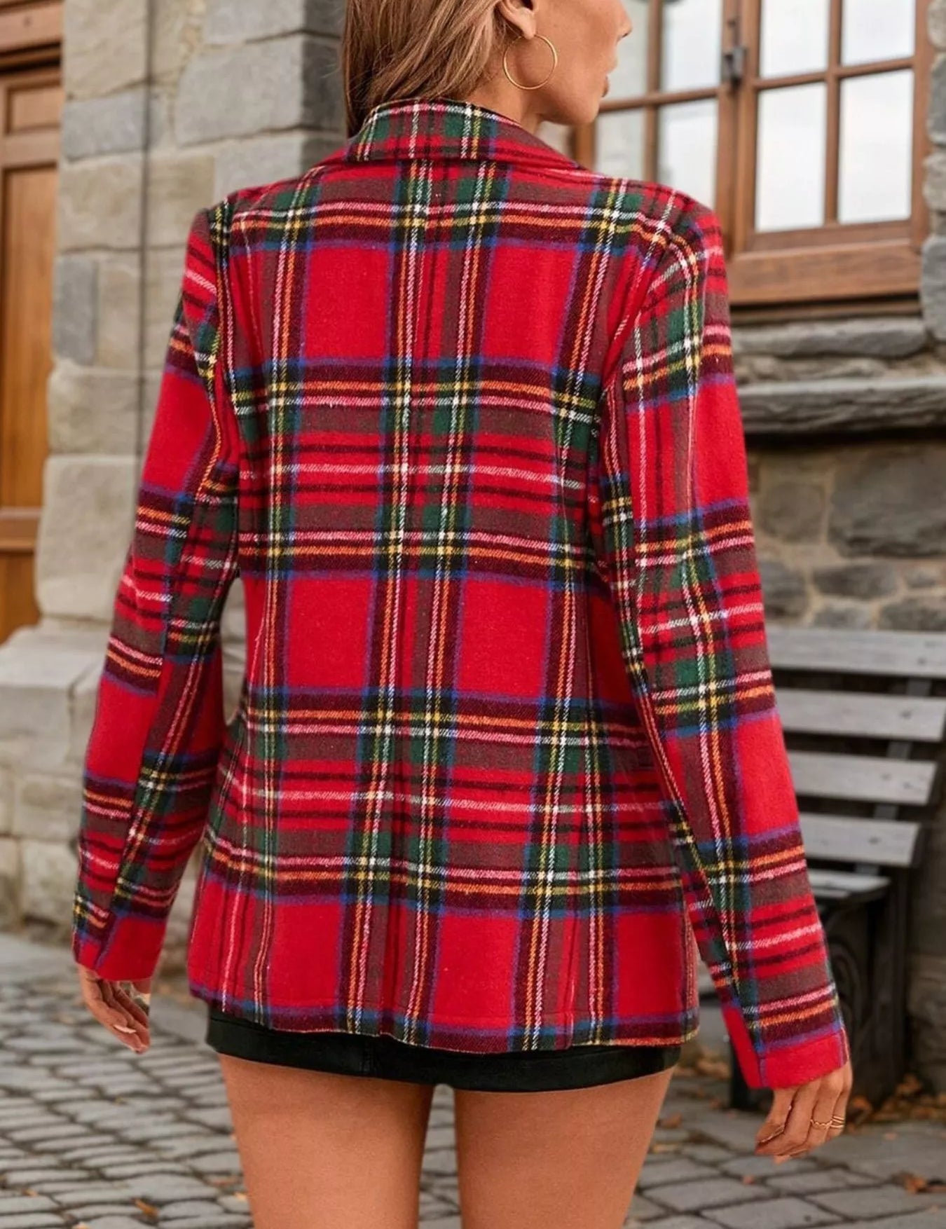 Plaid Single-Button Blazer | Blazers Daverri Fashions