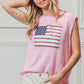 BiBi pink sleeveless knit top with sequined American flag design