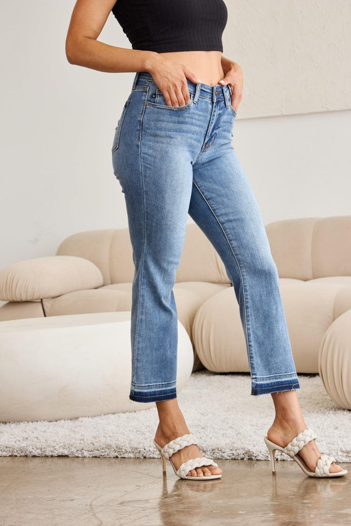 Judy Blue Full Size Release Hem Cropped Bootcut Jeans Jeans