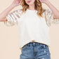Lime 'N' Chili Full Size Lace Puff Sleeve Round Neck Top Plus Size