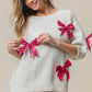 BiBi Sequin Bow Puff Sleeve Sweater Sweaters