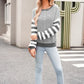 Striped Round Neck Dropped Shoulder Sweater - DAVERRI FASHIONS
