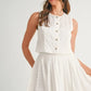 MABLE Eyelet Lace Top and Mini Skirt Set Off White L Outfit Sets
