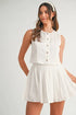 MABLE Eyelet Lace Top and Mini Skirt Set Off White L Outfit Sets