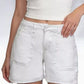 Daverri pocketed denim shorts with white fabric, ribbed waistband and front pockets