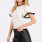 Mittoshop Contrast Trim Ruffled Cap Sleeve Knit Top - DAVERRI FASHIONS