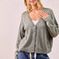 BiBi Washed Sweater V Neck Cardigan - DAVERRI FASHIONS
