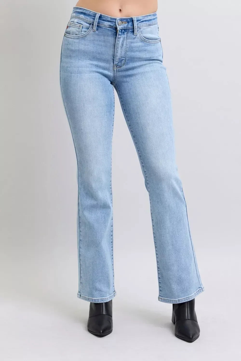Judy Blue Mid Rise Thermal Bootcut Jeans - DAVERRI FASHIONS