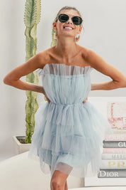BiBi Sleeveless Layered Organza Dress | Mini Dresses Daverri Fashions