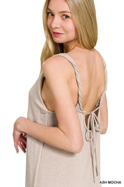 Zenana French Terry Twisted Strap Midi Dress | Daverri Fashions