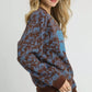 Umgee Scenic Print Cropped Sweatshirt Chocolate - DAVERRI FASHIONS