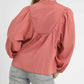 Umgee Textured Notched Blouse with Balloon Sleeves - DAVERRI FASHIONS