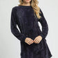 Umgee Velour Drawstring Mini Dress with Long Sleeves - DAVERRI FASHIONS