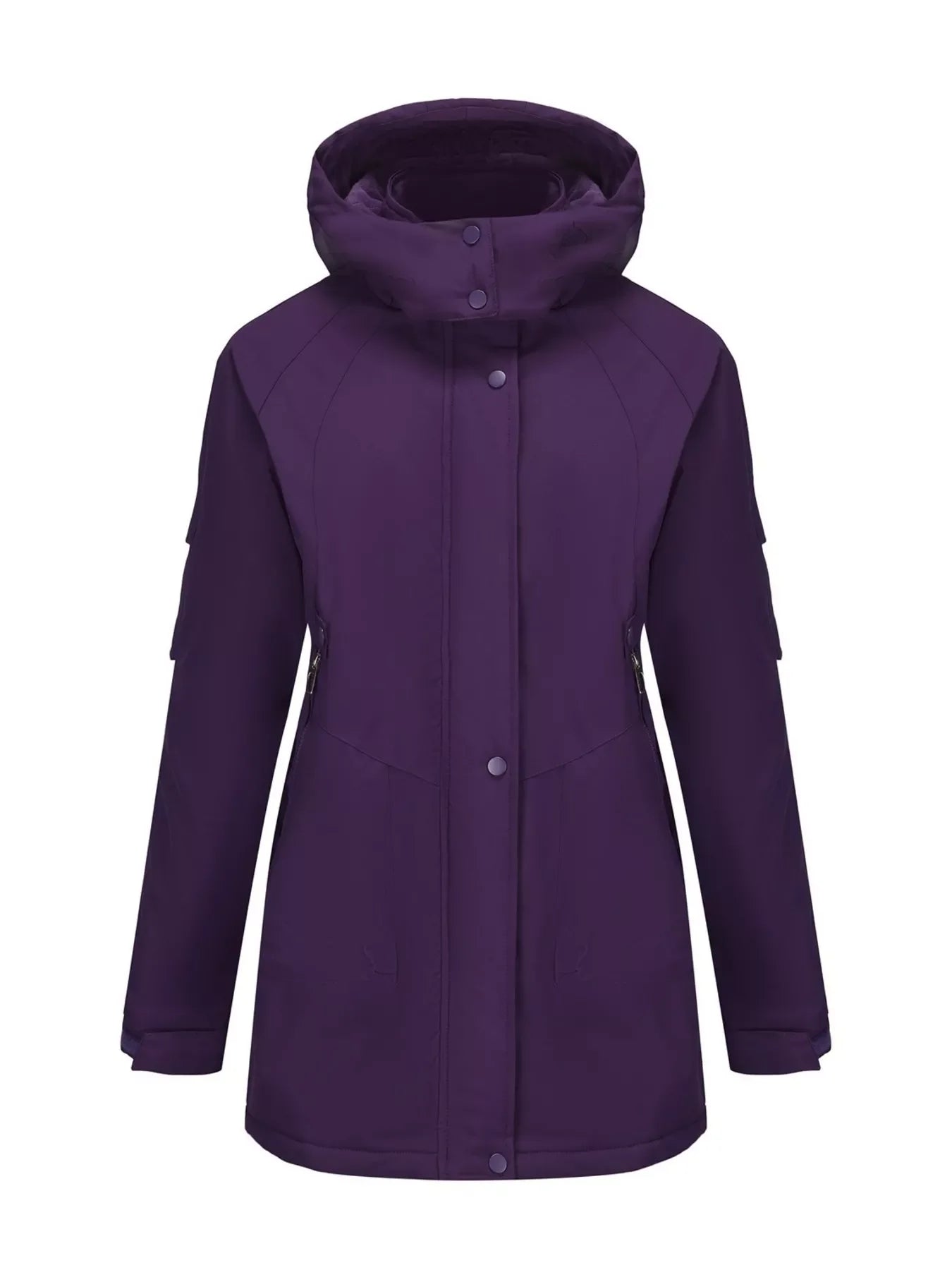 Purple Daverri Fashions hooded waterproof hiking jacket with zip pockets