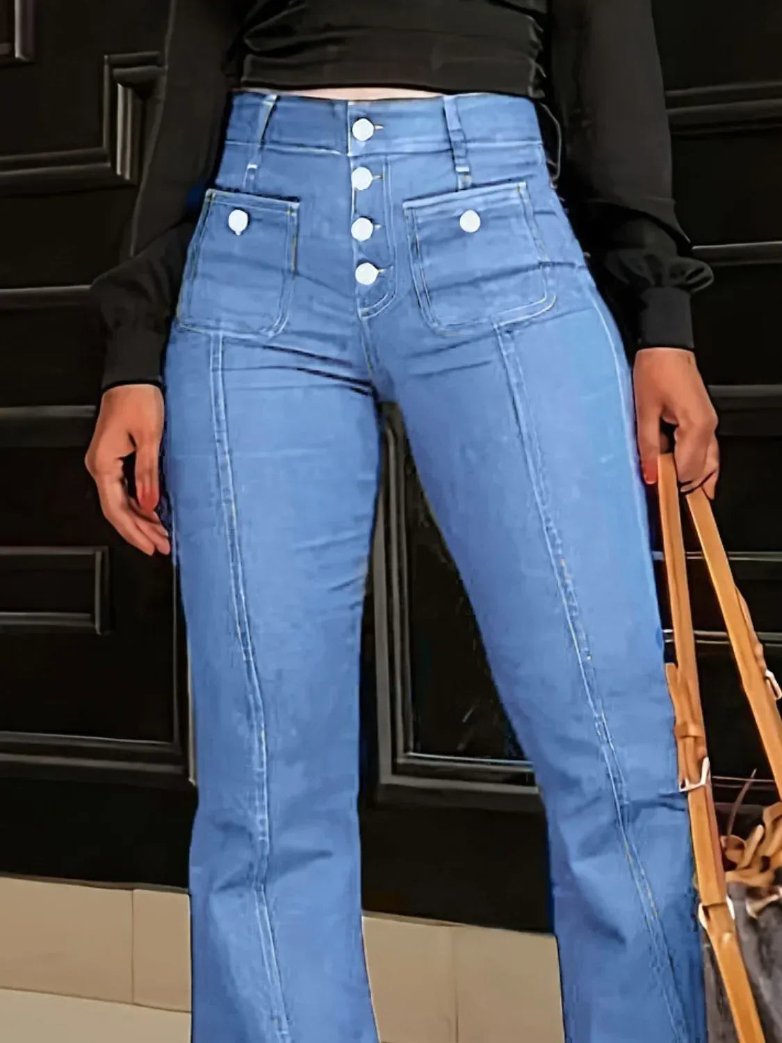 Flare Jeans with Pockets - DAVERRI FASHIONS