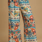 Umgee Full Size Wide Leg Border Print Pants Plus Size BLUE MIX Pants
