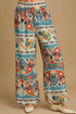 Umgee Full Size Wide Leg Border Print Pants Plus Size BLUE MIX Pants