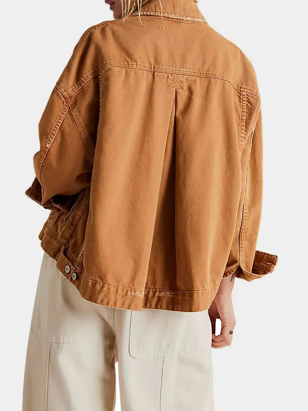 Button Up Drop Shoulder Denim Jacket - DAVERRI FASHIONS