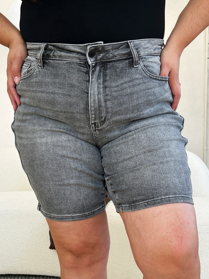 Judy Blue Full Size High Waist Washed Denim Shorts Denim Shorts