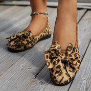 Leopard Leopard Bow Flat Slip-Ons | Shoes Daverri Fashions