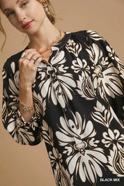 Umgee Mix Abstract Floral Print Midi Dress | Midi Dresses Daverri Fashions