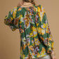 Umgee Mix Abstract Print Balloon Sleeve Blouse Blouses