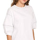 Zenana Balloon Sleeve Top with Contrast Stitching - DAVERRI FASHIONS