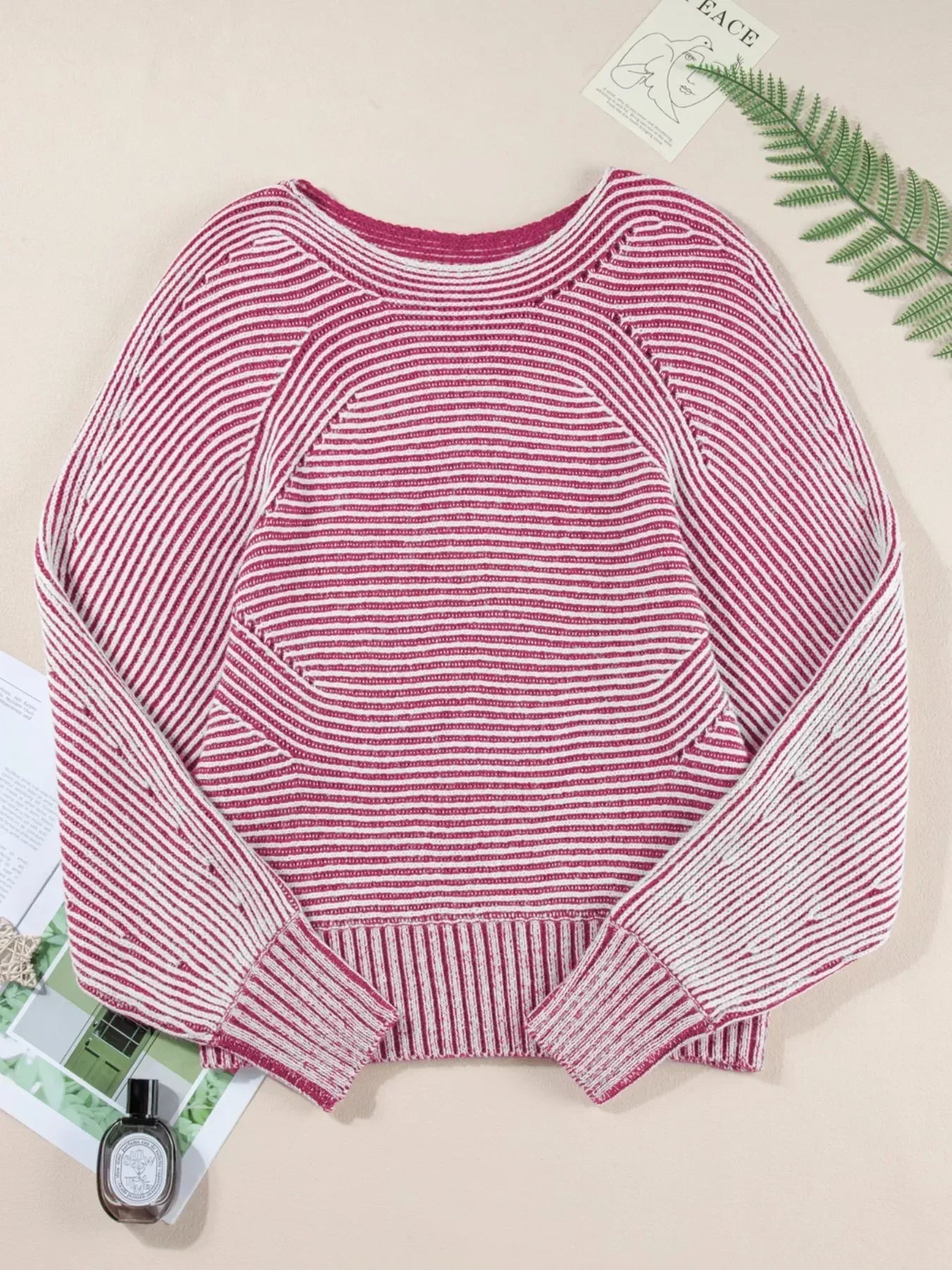 Striped Boat Neck Casual Sweater - DAVERRI FASHIONS