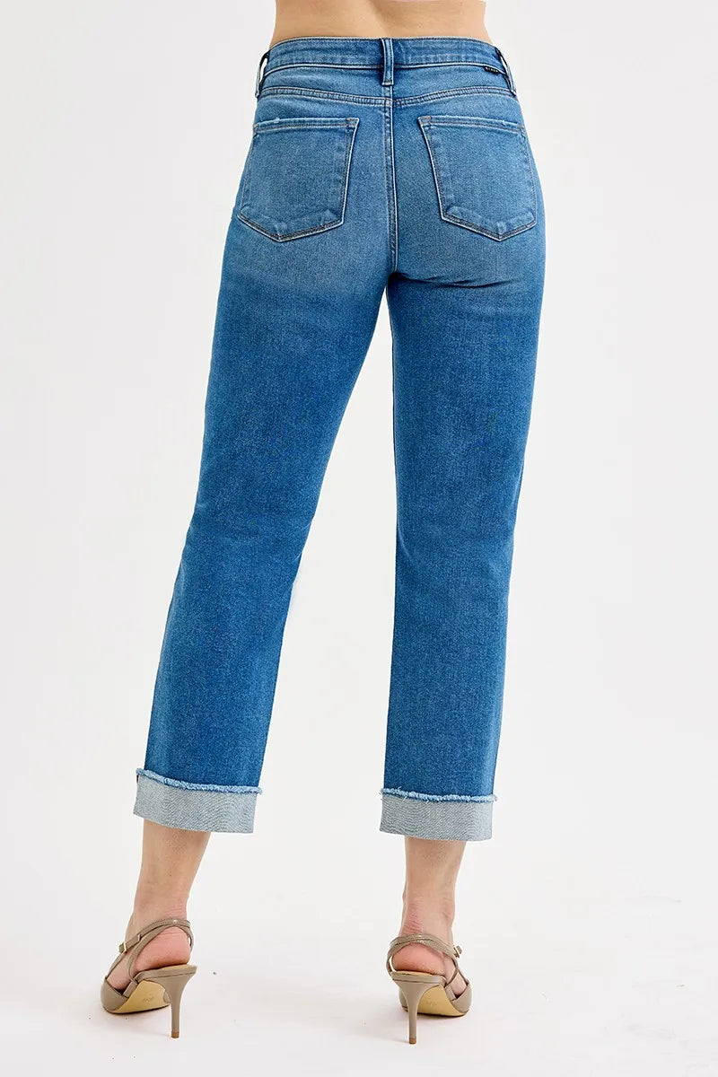 RISEN Full Size High Rise Boyfriend Fit Ankle Jeans Jeans