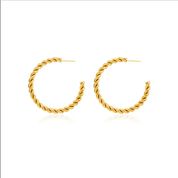 Thin Twist Stainless Steel Gold Hoop Earrings Gold Earrings