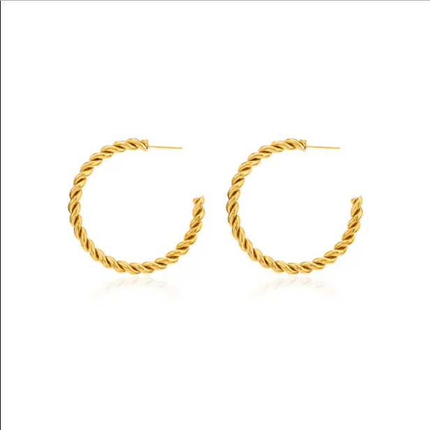 Thin Twist Stainless Steel Gold Hoop Earrings Gold Earrings