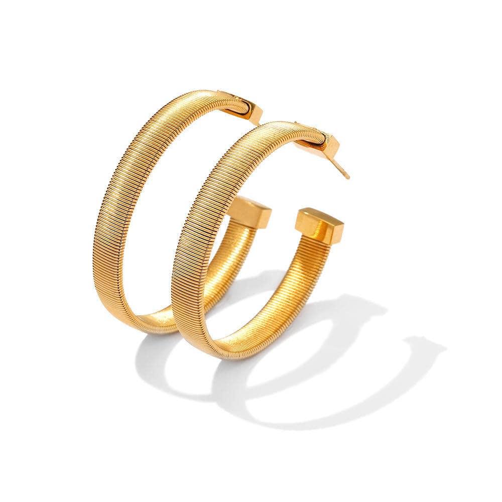 Golden Elegance Stainless Steel C Hoop Earrings Gold Earrings