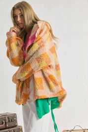 Plus Kelly Green Plaid Hooded Jacket Coats & Jackets