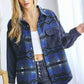 Plaid button-down pocket shacket Charcoal Shackets