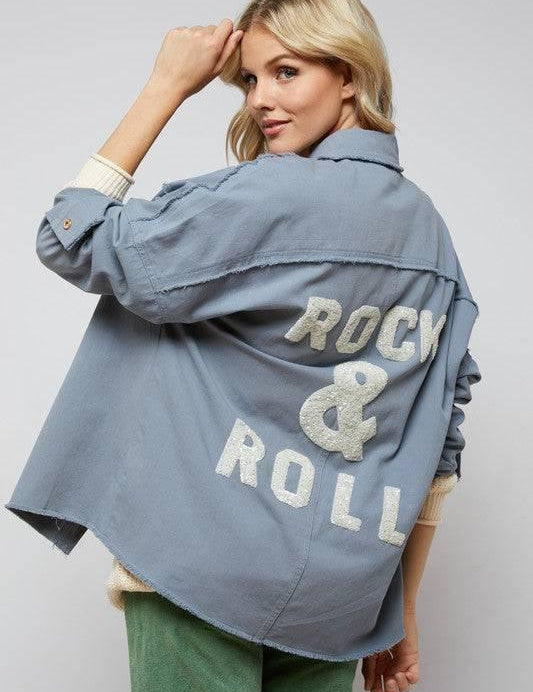 Rcok & roll sequin button down jacket Silver Gray Coats & Jackets