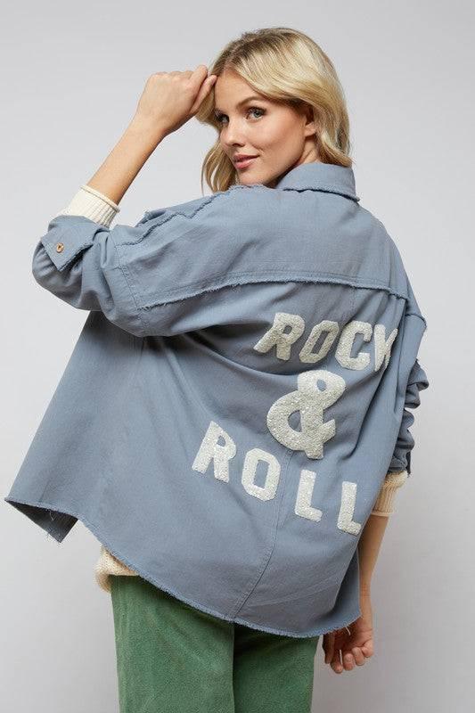 Rcok & roll sequin button down jacket Silver Gray Coats & Jackets