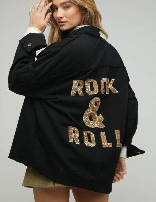 Rcok & roll sequin button down jacket Coats & Jackets