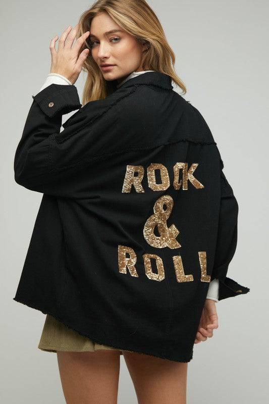 Rcok & roll sequin button down jacket Coats & Jackets