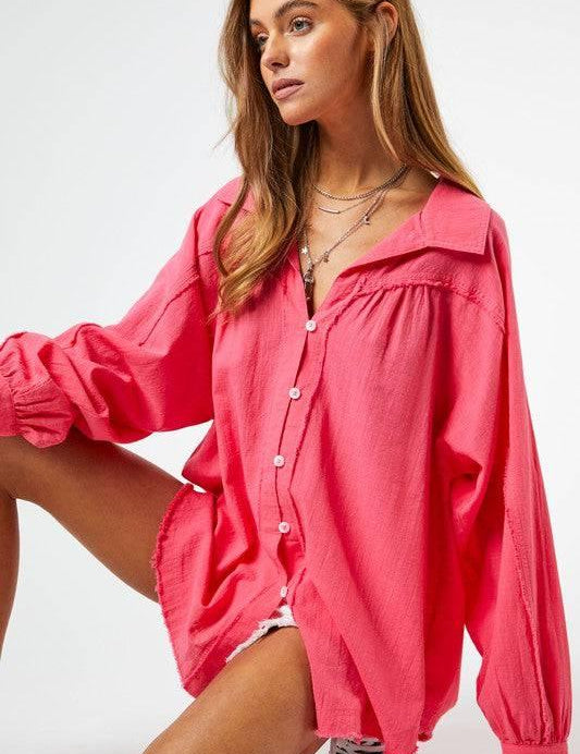 Relaxed Fit Cotton Shirt Bubble Pink M Shirts & Tops