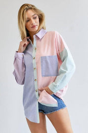 Long sleeved striped button-down shirt Shirts & Tops