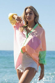 Long sleeved striped button-down shirt NEON MULTI Shirts & Tops