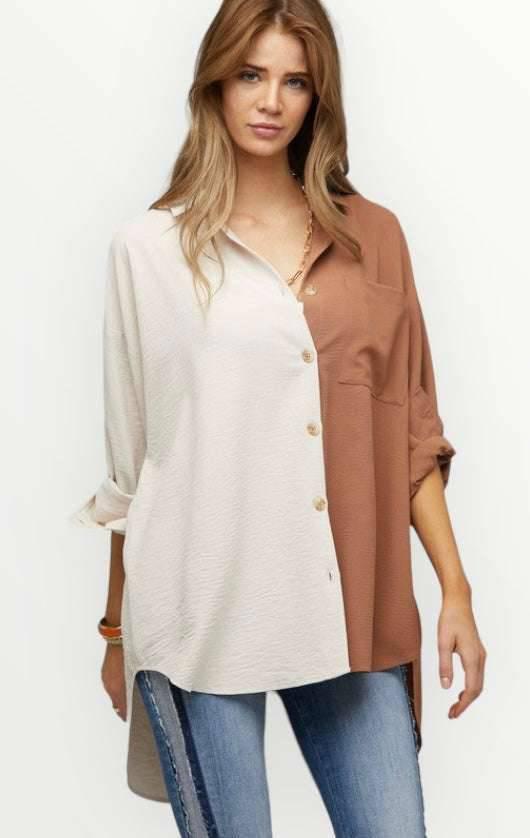 Womens Color Block Shirt Shirts & Tops