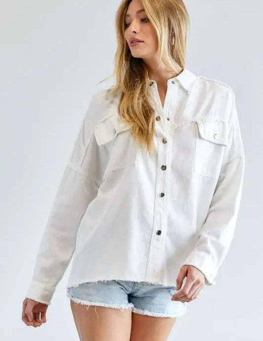 Button Down Cotton Shirt White Shirts & Tops