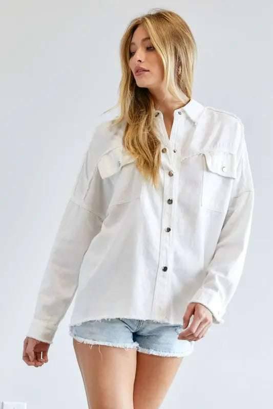 Button Down Cotton Shirt White Shirts & Tops