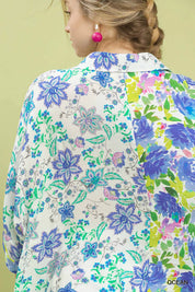 Umgee Mixed Floral Oversized Button Down Shirt | Daverri Fashions