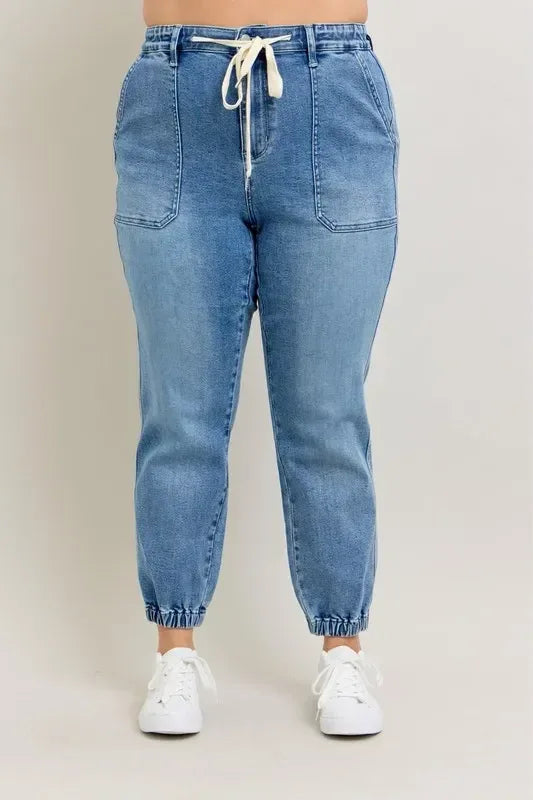 Judy Blue Full Size High Waist Denim Jogger - DAVERRI FASHIONS