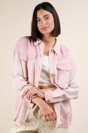 VERY J Mineral Washed Oversized Gauze Shacket | Shackets Daverri Fashions