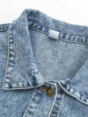 Button Down Drop Shoulder Denim Jacket | Denim Jackets Daverri Fashions