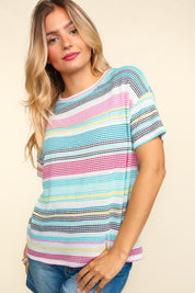 Haptics Waffle Stripe Short Sleeve T-Shirt Shirts & Tops