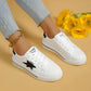 Star Round Toe Lace Up Sneakers - DAVERRI FASHIONS